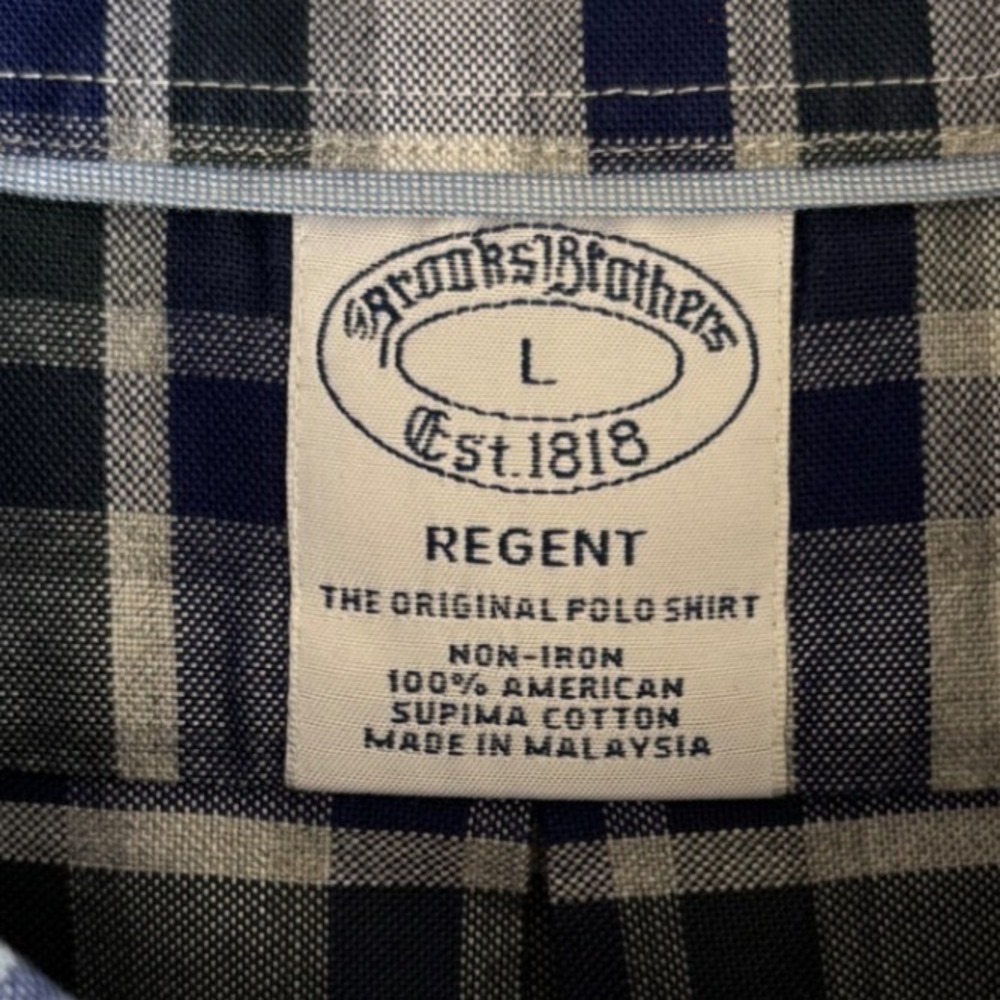 Brooks Brothers Regent Non-Iron Supima Cotton Plaid Shirt Mens Large Navy Green - Picture 3 of 7
